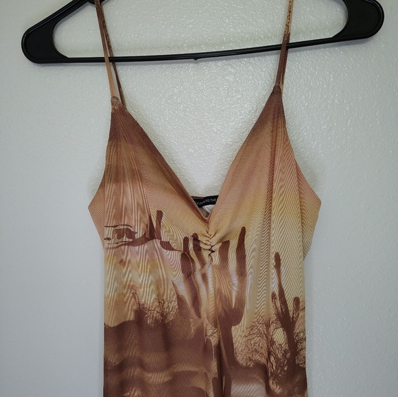 Caution To The Wind Desert Scene Mini Dress - Brown and Tan - Picture 6 of 10